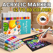 Acrylic Paint Marker Pens Set 12–80 Colours Waterproof for Rock Wood Canvas UK