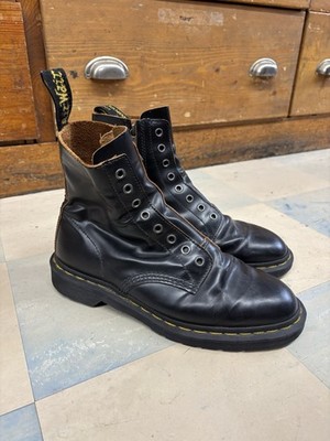 Dr. Martens Black Leather No Lace Boots Side Zip Guidi Style Men s Shoe US8 EU41