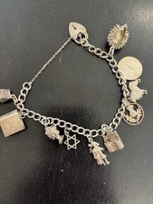 Queen Elizabeth charm Antique Silver Charm Bracelet Approx 18cm