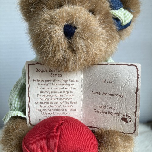 Boyds Bears “Apple Mcbearsley” #93714V w/tag & stand - Picture 8 of 8