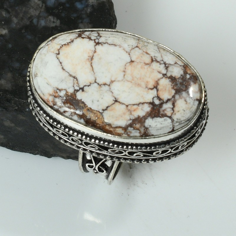 Wild Horse Jasper Gemstone Antique Design Ring Jewelry US Size-9.25 AR 62581
