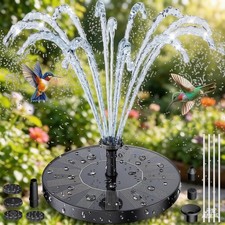 Solar Power Bird Bath Fountain Pump Upgrade 1.5W Solar Fountain with 6 Nozzles