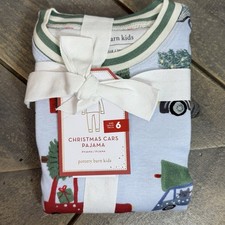 POTTERY BARN KIDS ORGANIC CHRISTMAS CARS TIGHT FIT PAJAMA SET SIZE 6