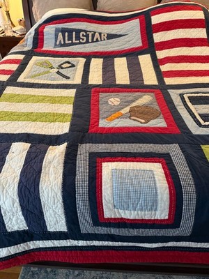 POTTERY BARN KIDS Sports Cotton Quilt Full/Queen Plz Read