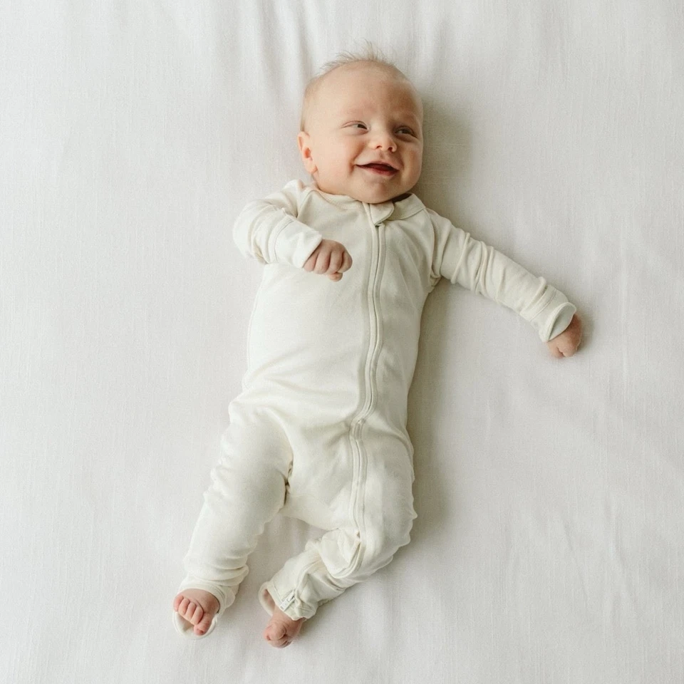 Goumi Baby Bamboo Organic Cotton Size 0-3 Months Footie Zippy Sleeper Cloud NEW - Image 2 of 4