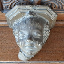 Vintage Small Plaster (?) Cherub Corbel  Decorative Gold Painted