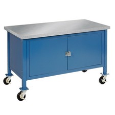 Mobile Workbench with Security Cabinet Stainless Steel Square Edge 72"W x 30"D