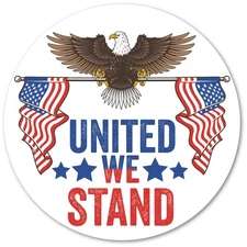 Magnet Me Up United We Stand Magnet- 5"Round Bald Eagle and American Flag Design