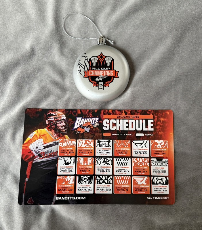 Matt Spanger 3 peat Buffalo  Bandits Lacrosse Signed 25 Ornament 2025 and magnet