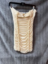 Fashion Nova Ruched Strapless Mini Dress in Cream