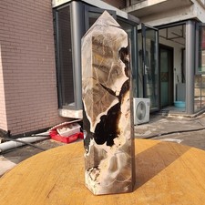 691g RARE Natural blue Volcanic Rock agate obelisk Quartz Crystal Tower Point