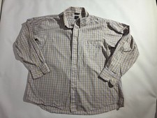 Chaps Mens 18 34/35 Blue Yellow Plaid Long Sleeve Button Down Shirt