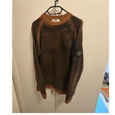 Stone Island Herren Strickpullover Braun Rundhals Langarm Logo Größe M