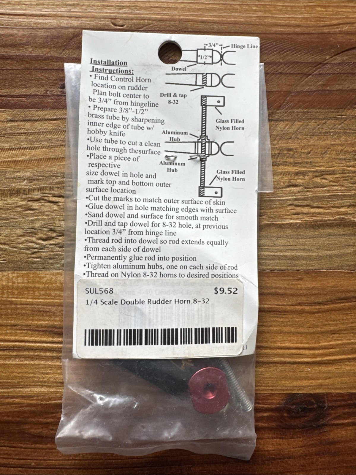 Nylon Brand S568 Giant Scale Super Rudder Horn 8-32 Heavy Duty Pull-Pull