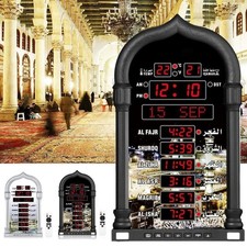 Azan Clock LED Clock Muslim Prayer Multilingual Words Display 8 Sounds D5H6