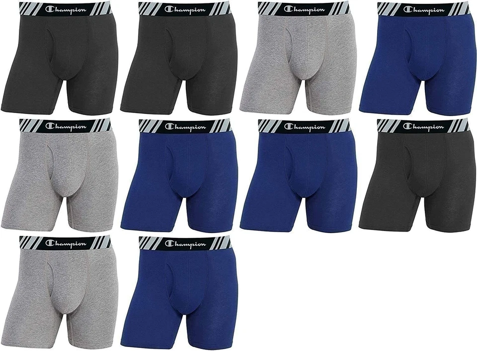 Paquete de 10 calzoncillos boxer Champion Elite para hombre cómodos todo el día doble secado X-Temp... Foto 2 de 4