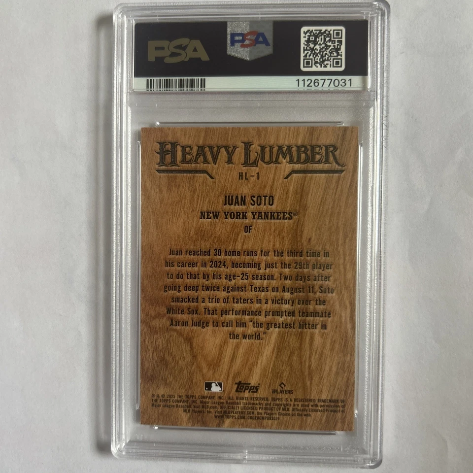2025 Topps Series 1 Baseball Juan Soto Heavy Lumber Case Hit SP PSA 10 - Imagem 2 de 2
