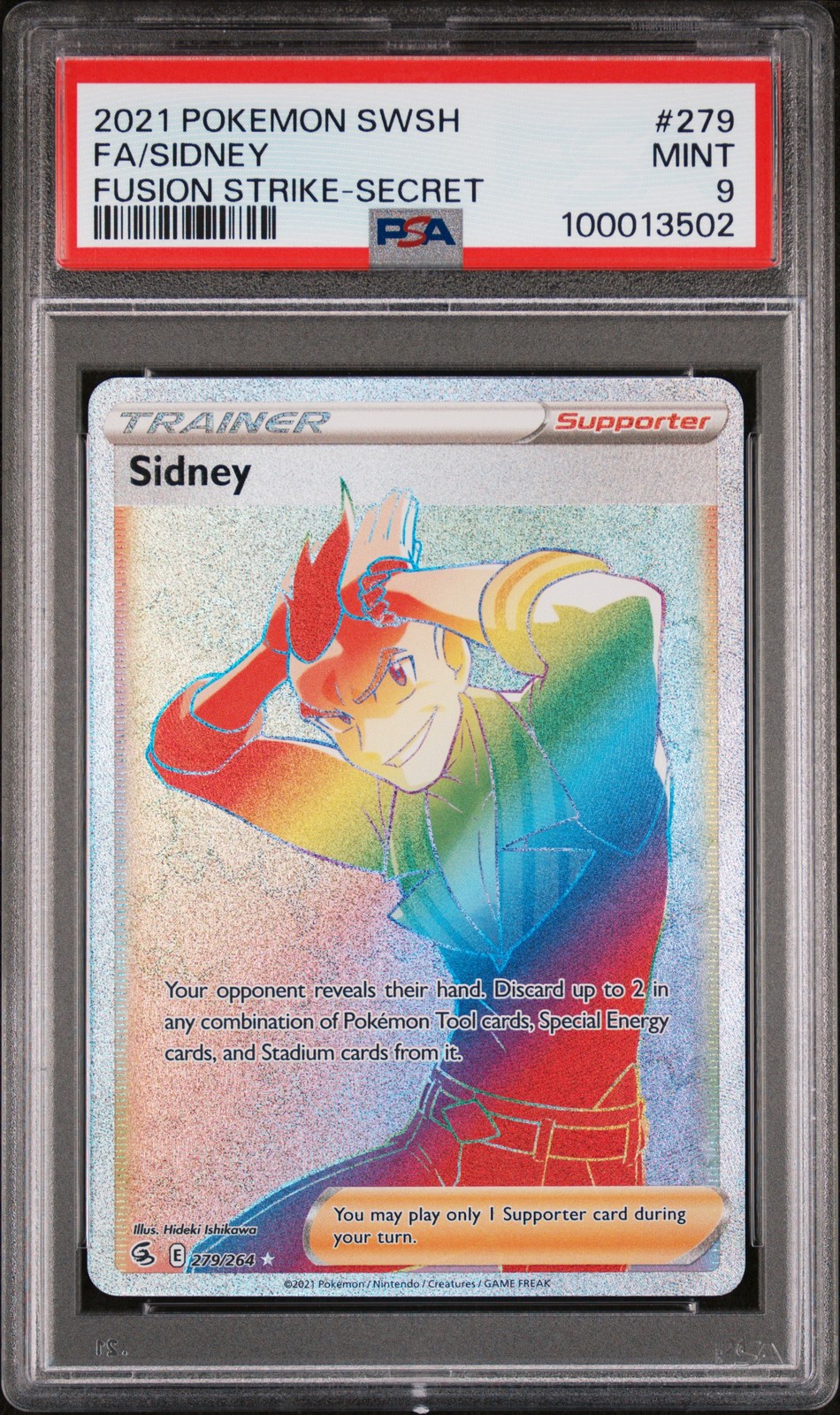 2021 POKEMON SWORD & SHIELD FUSION STRIKE SECRET #279 FULL ART/SIDNEY PSA 9
