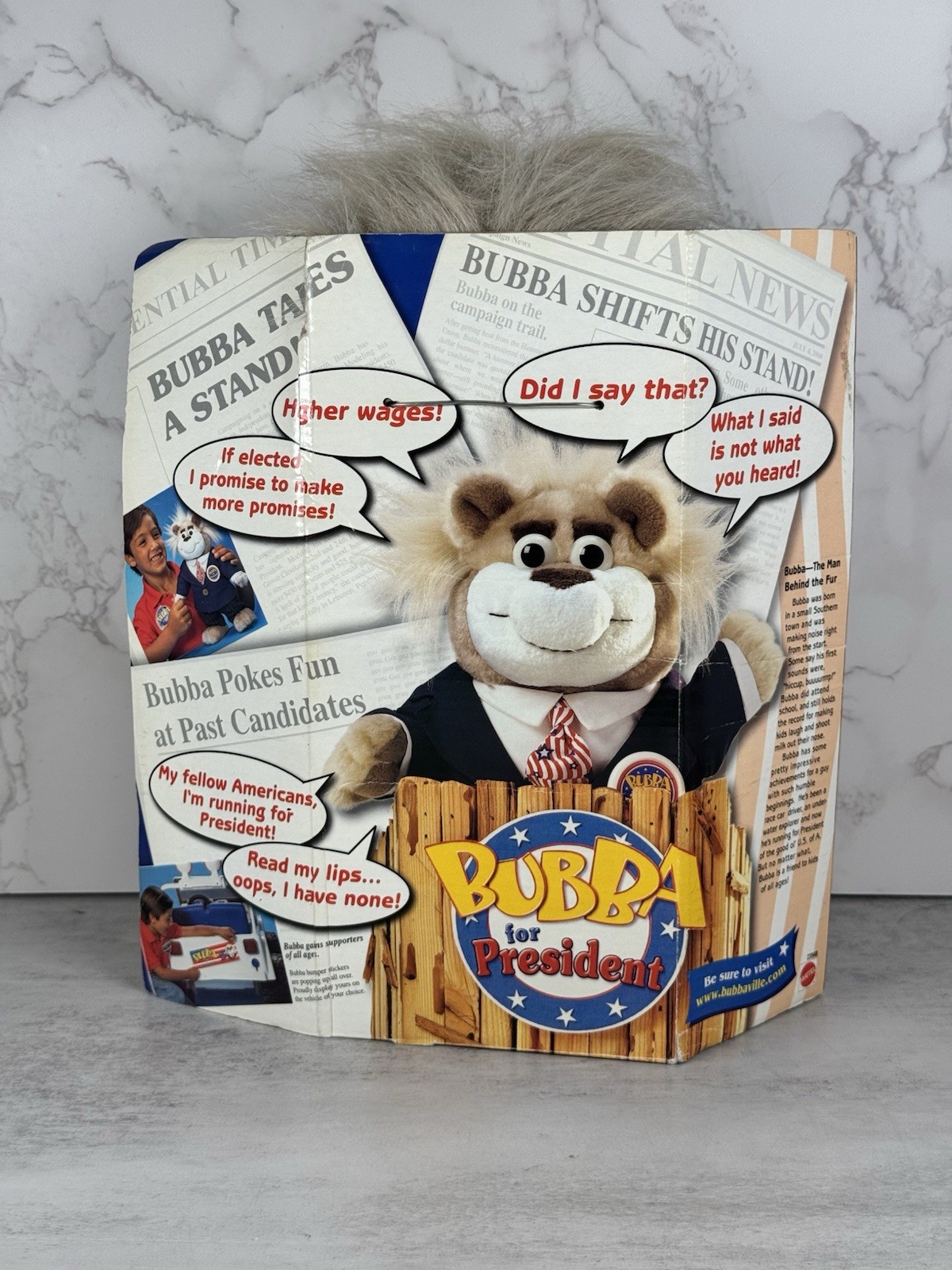 Vintage Bubba for President Presidential Candidate Plush Bear Talking Toy 1999