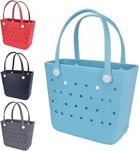 Large, Medium, Small Rubber Beach Bag Tote - Waterproof Washable with Zipper