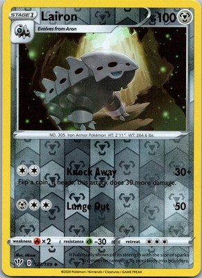 Lairon 122/189 Reverse Holo Darkness Ablaze Pokemon UC NM/M