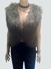 Vintage Y2K Vest Wish Faux Fur Shaggy Crimp Textured Punk Goth Boho Edgy Brown S