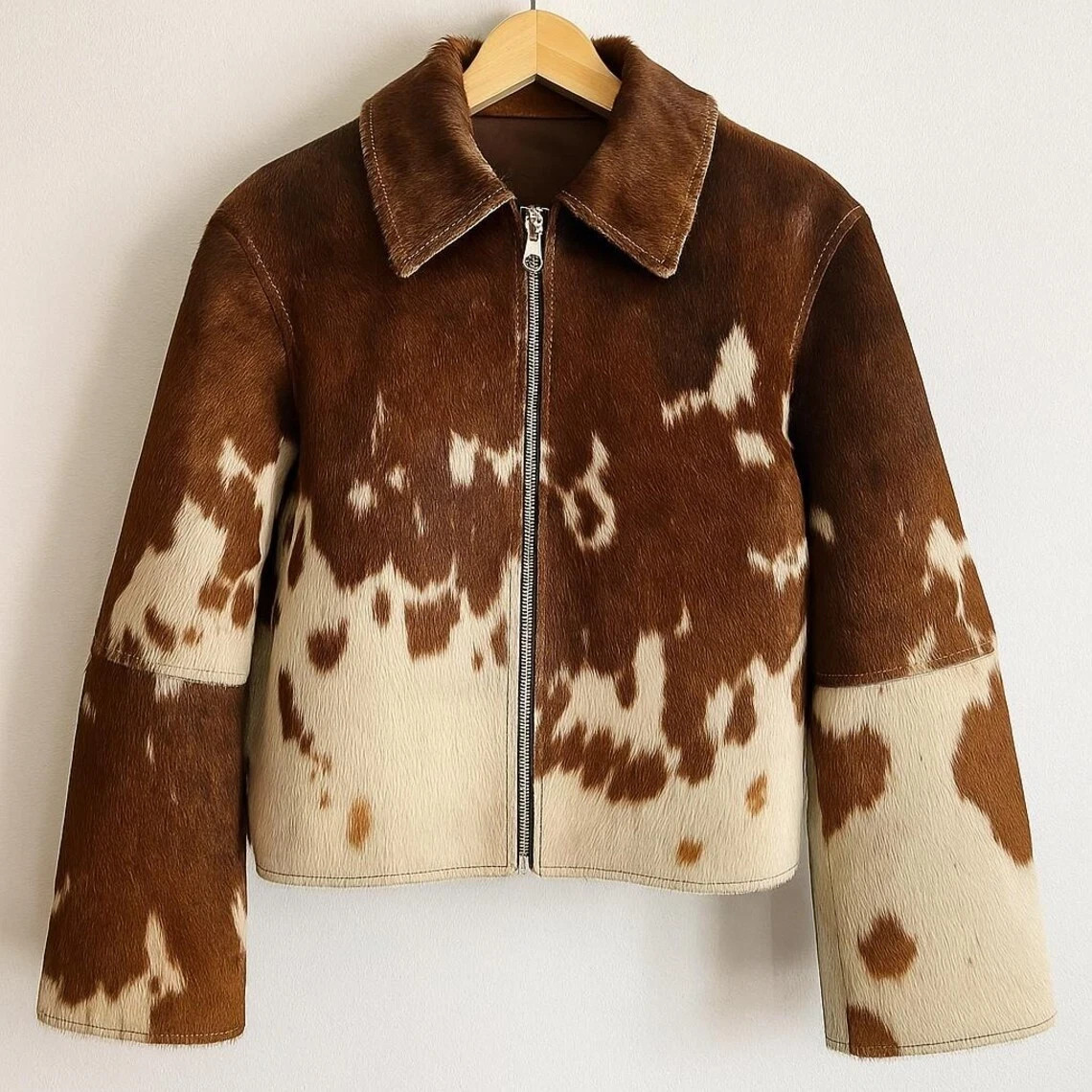 Genuine Cowhide Leather Jacket for Women | Natural Hair-On Cow