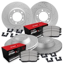 For Chevy Corvette 97-04 Drilled Front & Rear Brake Kit w Optimum Pads