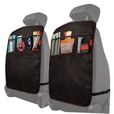 Heavy Duty Kick Mats 2 Pk - Back Seat 3 Pockets Black with Red Stitching