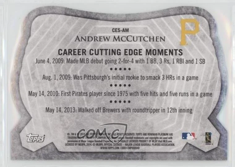 2014 Bowman Platinum Cutting Edge Stars Andrew McCutchen #CES-AM - Image 2 of 2