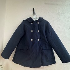 Jacadi Paris Girls Jacket Waterproof Hooded Rain Coat Navy Blue Size 8 years