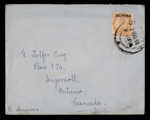 DR WHO 1938 INDIA BURMA OVPT TO CANADA R78430