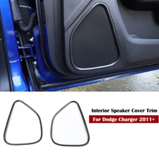 Inner Door Speaker Stereo Trim Cover Bezel for Dodge Charger 11-19 Carbon Fiber