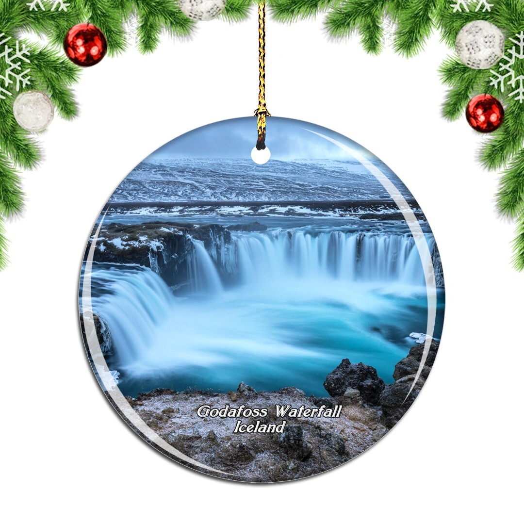 Icelandic Godafoss Waterfall Christmas ornament travel souvenir gift