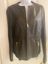 Tahari Black Soft   Lambs Leather Jacket Ladies Medium Never Worn Beautiful