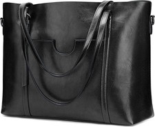 S-zone Women Genuine Leather Top Handle Satchel Daily Work Tote Shoulder Bag Lar