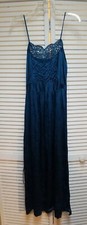 Vintage Woman's Lily Of France Sapphire/Teal Blue Long Negligee USA lingerie