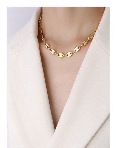 Coffee Beans Jewelry Set for Women . Gold Necklace Bracelet . NH115 - Picture 8 of 9