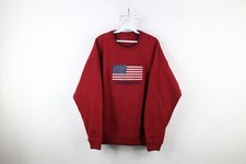 Vintage 90s Streetwear Mens Large Faded Spell Out America USA Flag Sweatshirt