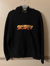 STUSSY Fire Hoodie Size Large Black