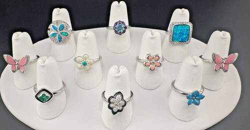 QUALITY GOLD STACKABLE EXPRESSIONS STERLING SILVER 925 MULTI-GEMSTONE RINGS LOT