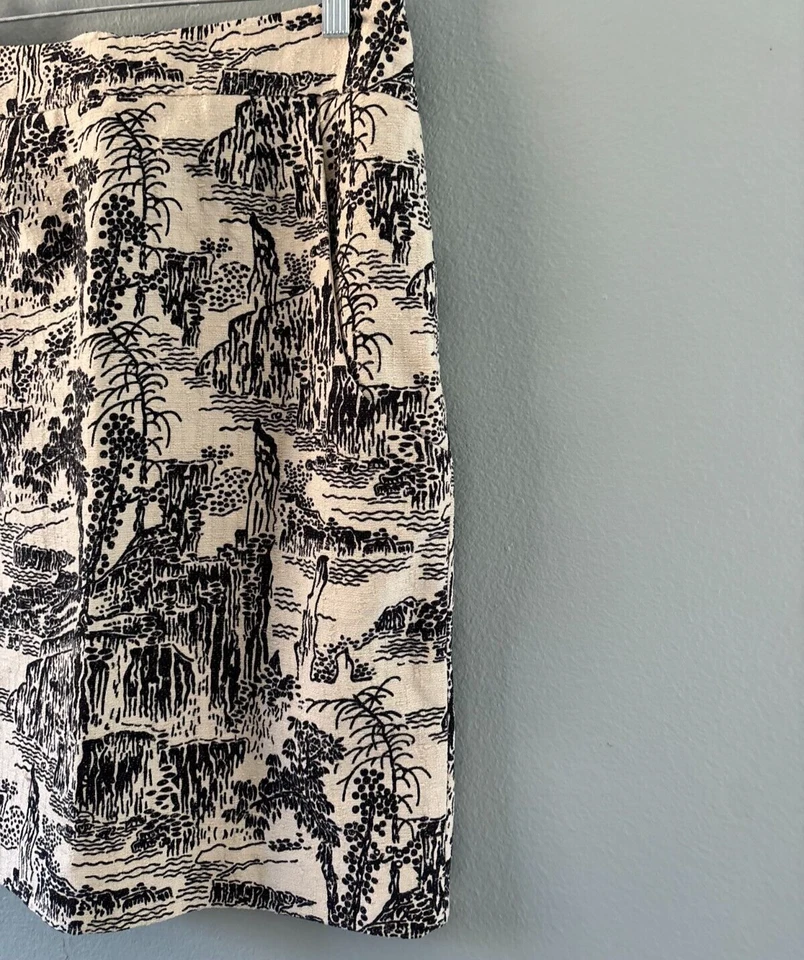 NUEVO CON ETIQUETAS Hoss Intropia Falda Lápiz/Recta Estampada Trasera con Cordones Talla 38 Mezcla de Lino Foto 2 de 4