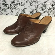 Jack Rogers Women's Marley Chestnut Brown Stitched Leather Slip On Mules Clogs 8