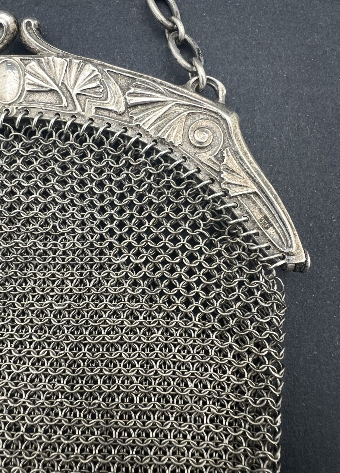 Antique Sterling Silver, Chainmail Coin Purse, 19… - image 6