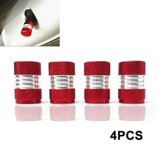 4 x Red Car Anodized Aluminum Tire Wheel Air Pressure Valve Stem Cap Accessories