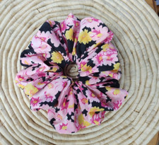 Pink Daffodil Floral Cotton XXL Scrunchie 7" Scrunchie Handcrafted
