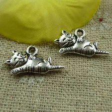Free Ship 144 pcs tibetan silver cat charms 19X11mm L-3753