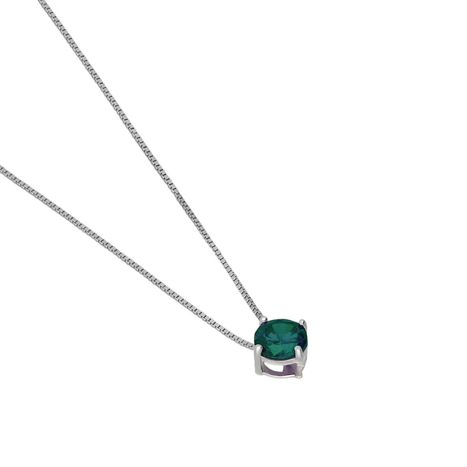 Collana punto luce in argento 925 con zircone A++ taglio brillante verde - Immagine 2 di 3
