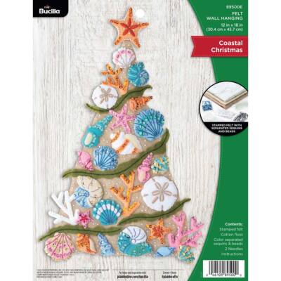 Bucilla Felt Wall Hanging Applique Kit Coastal Christmas 12'' X 24'' 89500E