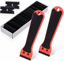 2 Plastic Razor Scraper+100pc Blades Car Wind...